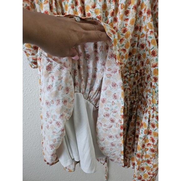 Torrid Women's Floral Crinkle Gauze Cris Cross Back Bohemia Chic Top Size 1 - Picture 7 of 13